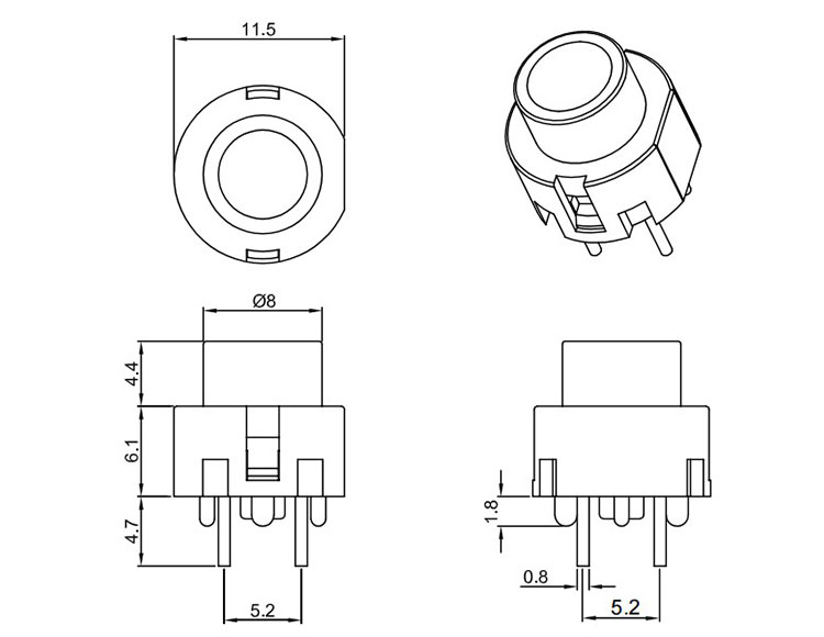  TS4 Red SPST Round Keyboard Tact Button Switch