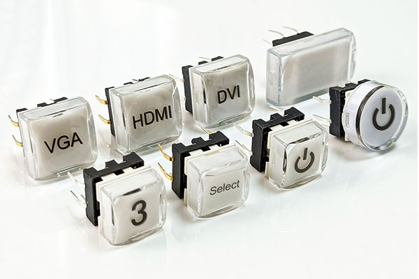 12x12 illuminated tact switch for broadcasting.